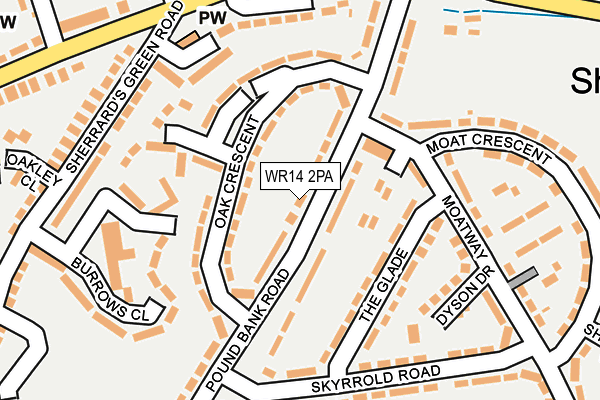 WR14 2PA map - OS OpenMap – Local (Ordnance Survey)