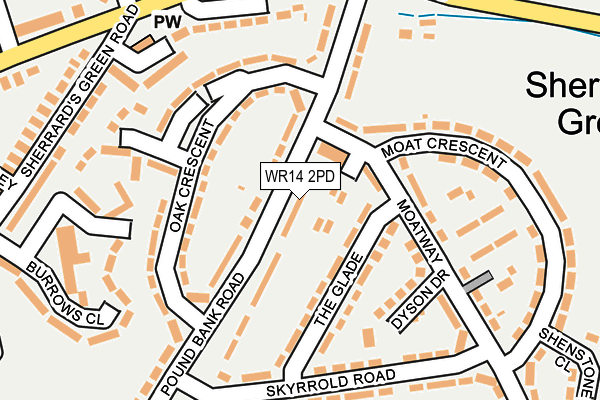 WR14 2PD map - OS OpenMap – Local (Ordnance Survey)