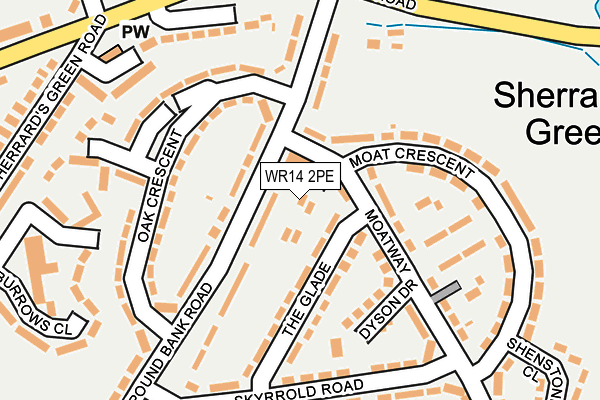 WR14 2PE map - OS OpenMap – Local (Ordnance Survey)