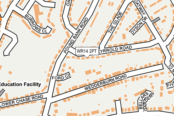 WR14 2PT map - OS OpenMap – Local (Ordnance Survey)
