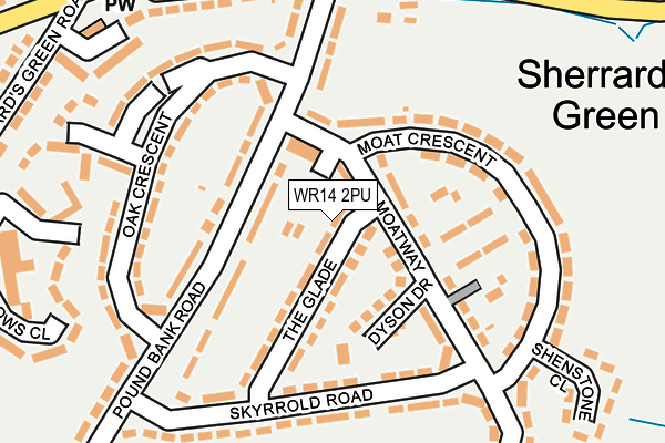WR14 2PU map - OS OpenMap – Local (Ordnance Survey)
