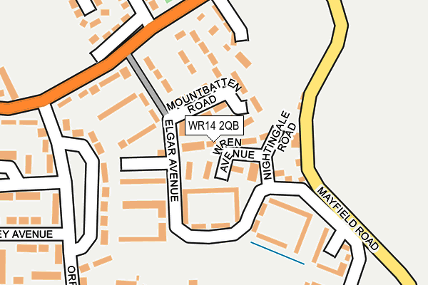 WR14 2QB map - OS OpenMap – Local (Ordnance Survey)