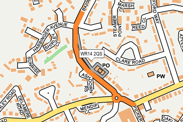 WR14 2QS map - OS OpenMap – Local (Ordnance Survey)