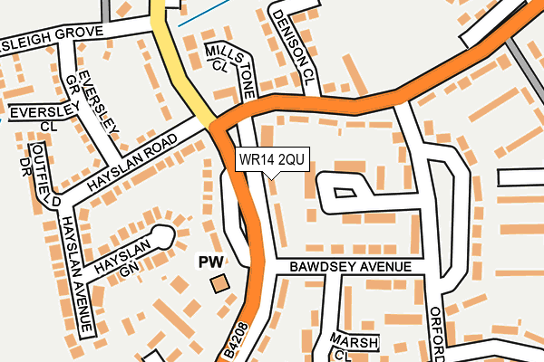 WR14 2QU map - OS OpenMap – Local (Ordnance Survey)