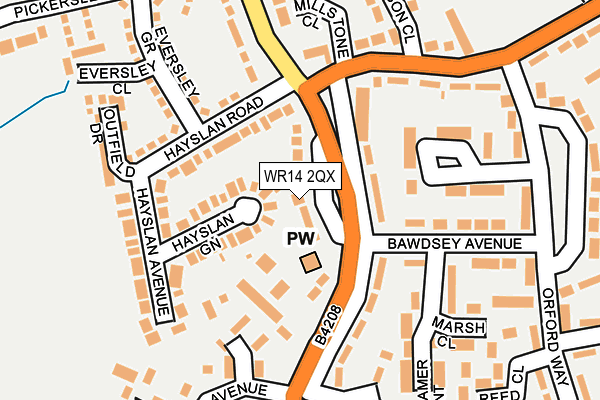WR14 2QX map - OS OpenMap – Local (Ordnance Survey)