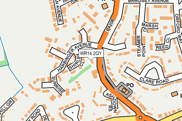 WR14 2QY map - OS OpenMap – Local (Ordnance Survey)