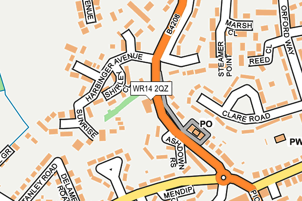 WR14 2QZ map - OS OpenMap – Local (Ordnance Survey)