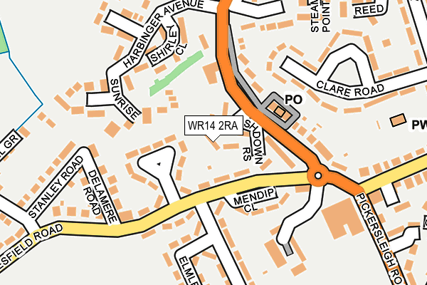 WR14 2RA map - OS OpenMap – Local (Ordnance Survey)
