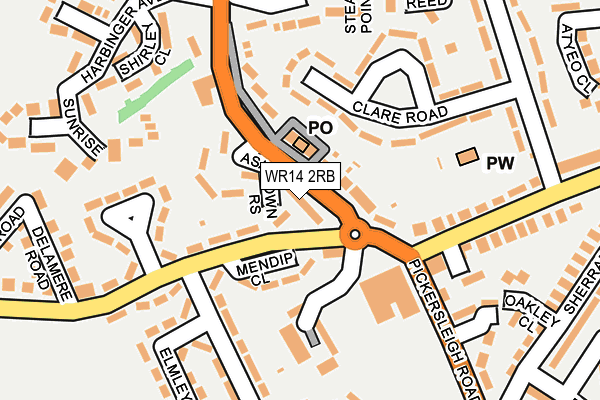 WR14 2RB map - OS OpenMap – Local (Ordnance Survey)