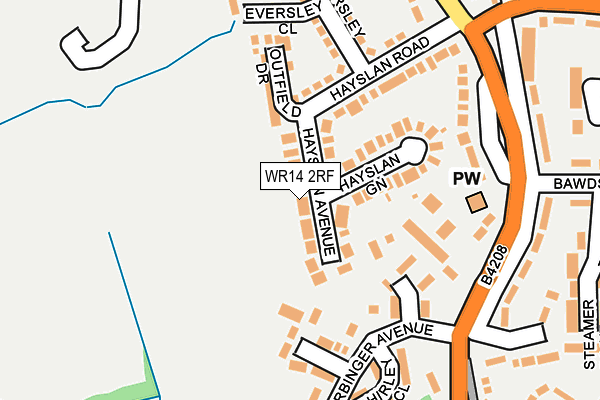 WR14 2RF map - OS OpenMap – Local (Ordnance Survey)