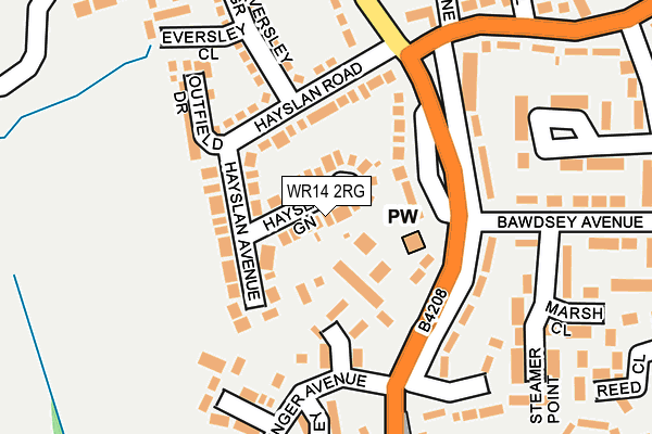 WR14 2RG map - OS OpenMap – Local (Ordnance Survey)
