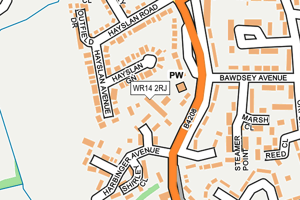 WR14 2RJ map - OS OpenMap – Local (Ordnance Survey)