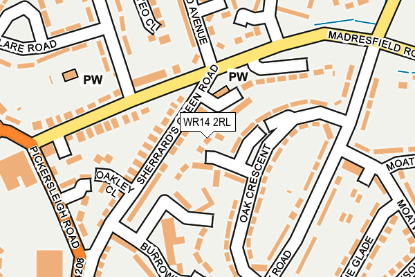 WR14 2RL map - OS OpenMap – Local (Ordnance Survey)