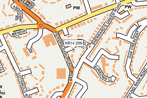 WR14 2RN map - OS OpenMap – Local (Ordnance Survey)