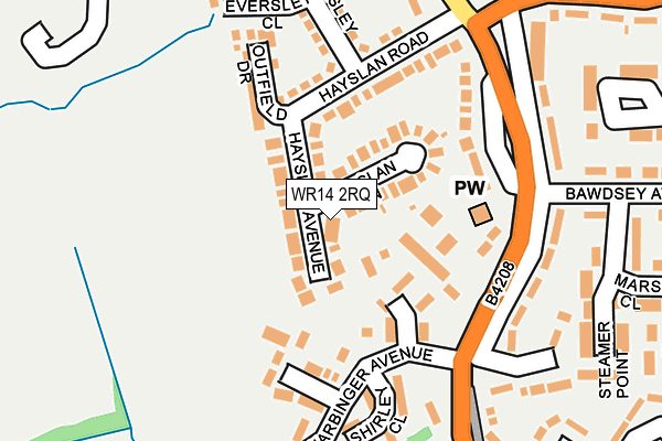 WR14 2RQ map - OS OpenMap – Local (Ordnance Survey)