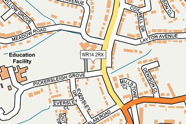 WR14 2RX map - OS OpenMap – Local (Ordnance Survey)