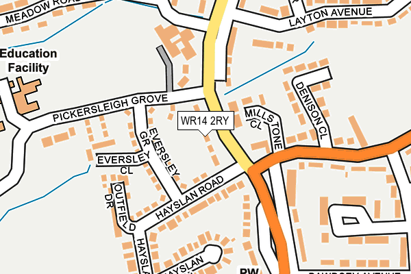 WR14 2RY map - OS OpenMap – Local (Ordnance Survey)
