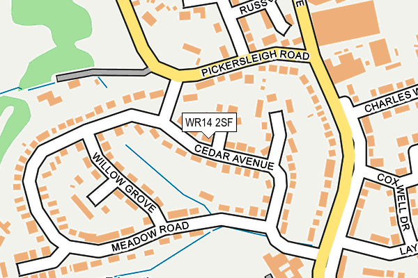 WR14 2SF map - OS OpenMap – Local (Ordnance Survey)