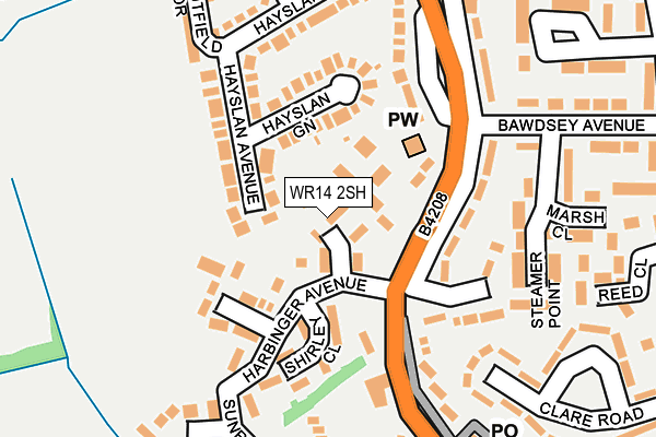 WR14 2SH map - OS OpenMap – Local (Ordnance Survey)