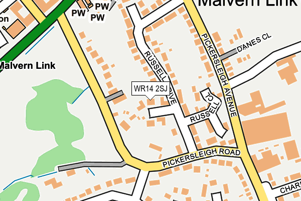 WR14 2SJ map - OS OpenMap – Local (Ordnance Survey)