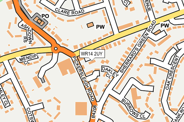 WR14 2UY map - OS OpenMap – Local (Ordnance Survey)