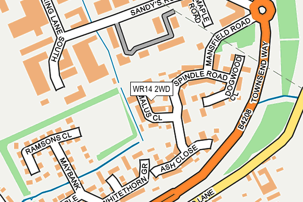 WR14 2WD map - OS OpenMap – Local (Ordnance Survey)