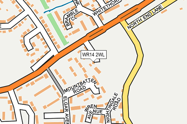 WR14 2WL map - OS OpenMap – Local (Ordnance Survey)