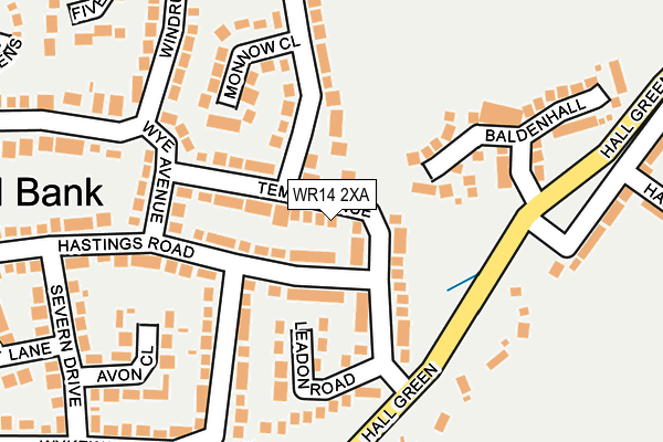WR14 2XA map - OS OpenMap – Local (Ordnance Survey)
