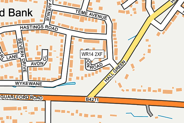 WR14 2XF map - OS OpenMap – Local (Ordnance Survey)