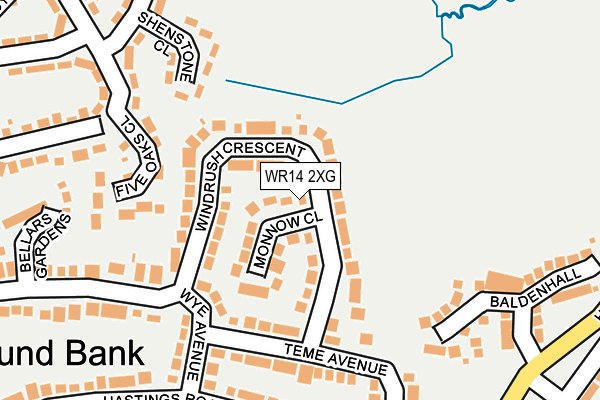 WR14 2XG map - OS OpenMap – Local (Ordnance Survey)