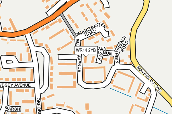 WR14 2YB map - OS OpenMap – Local (Ordnance Survey)