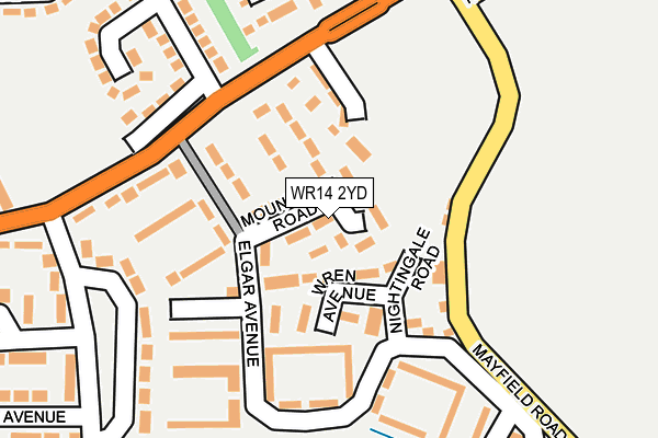 WR14 2YD map - OS OpenMap – Local (Ordnance Survey)