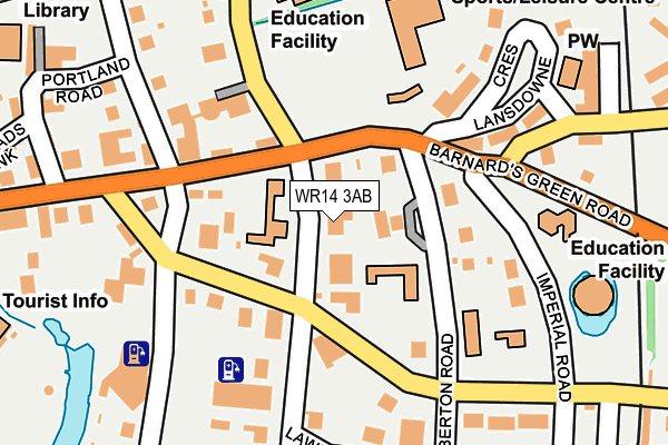 WR14 3AB map - OS OpenMap – Local (Ordnance Survey)