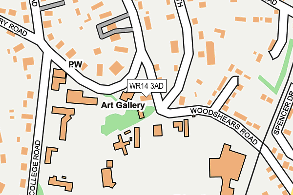 WR14 3AD map - OS OpenMap – Local (Ordnance Survey)