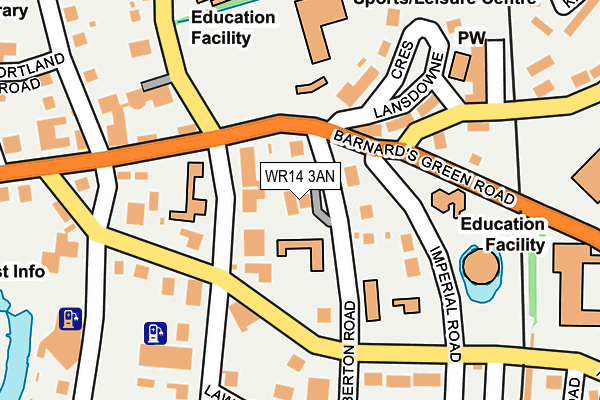 WR14 3AN map - OS OpenMap – Local (Ordnance Survey)