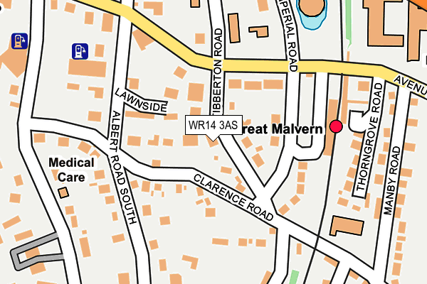 WR14 3AS map - OS OpenMap – Local (Ordnance Survey)