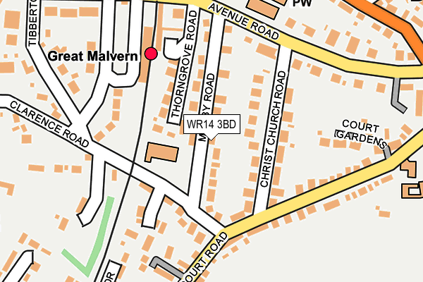 WR14 3BD map - OS OpenMap – Local (Ordnance Survey)