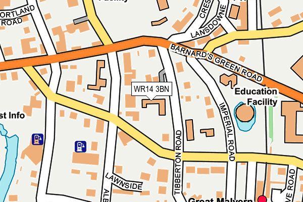 WR14 3BN map - OS OpenMap – Local (Ordnance Survey)