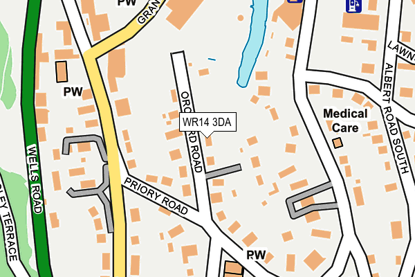 WR14 3DA map - OS OpenMap – Local (Ordnance Survey)