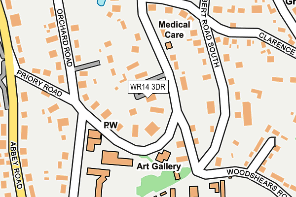 WR14 3DR map - OS OpenMap – Local (Ordnance Survey)