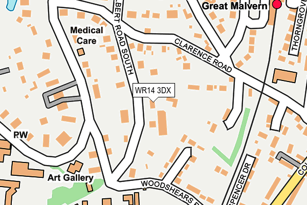 WR14 3DX map - OS OpenMap – Local (Ordnance Survey)