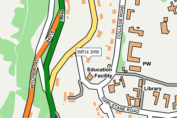 WR14 3HW map - OS OpenMap – Local (Ordnance Survey)