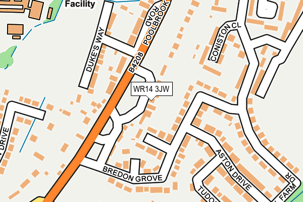 WR14 3JW map - OS OpenMap – Local (Ordnance Survey)