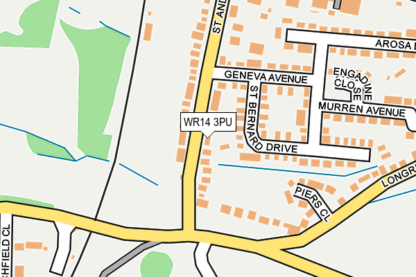 WR14 3PU map - OS OpenMap – Local (Ordnance Survey)