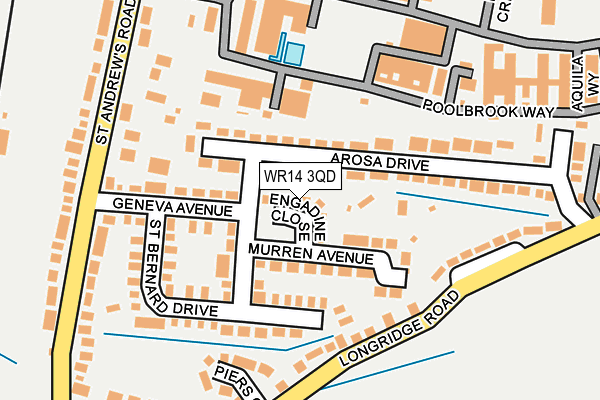 WR14 3QD map - OS OpenMap – Local (Ordnance Survey)