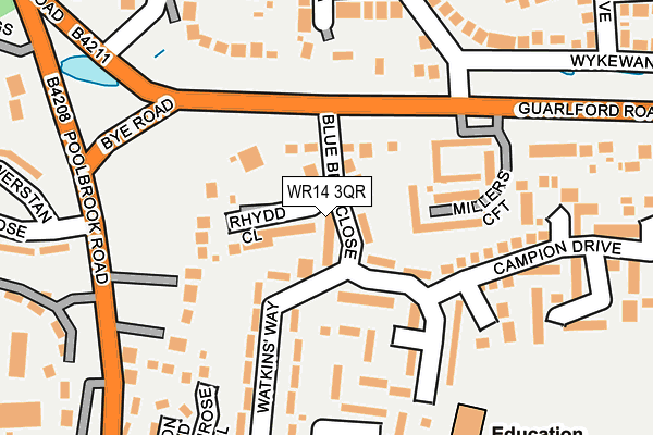 WR14 3QR map - OS OpenMap – Local (Ordnance Survey)