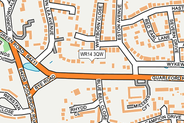 WR14 3QW map - OS OpenMap – Local (Ordnance Survey)
