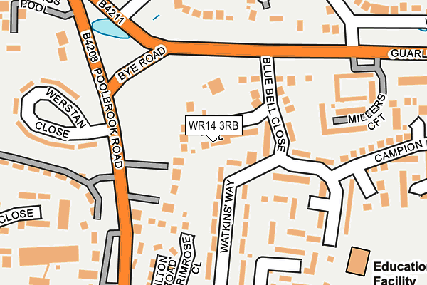 WR14 3RB map - OS OpenMap – Local (Ordnance Survey)