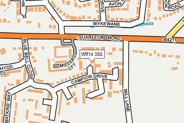 WR14 3SS map - OS OpenMap – Local (Ordnance Survey)
