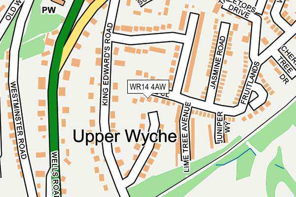 WR14 4AW map - OS OpenMap – Local (Ordnance Survey)